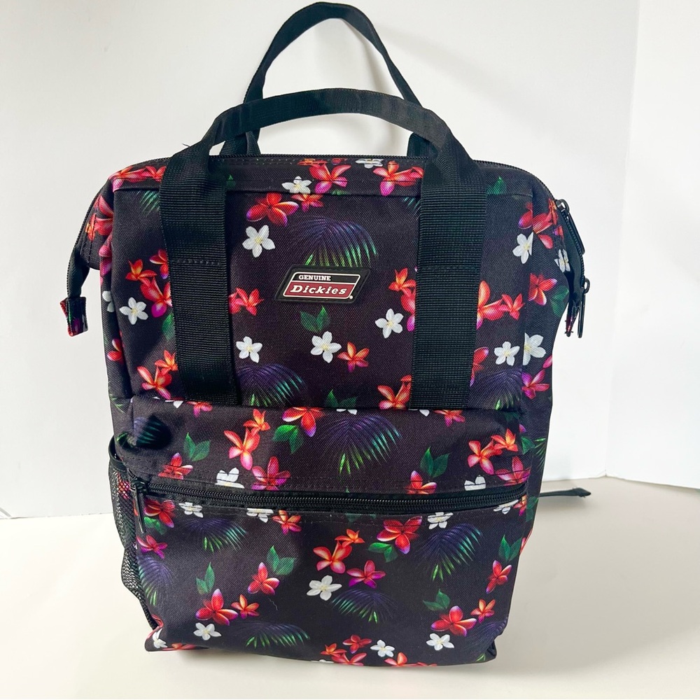 Dickies Black Backpack with Floral Design